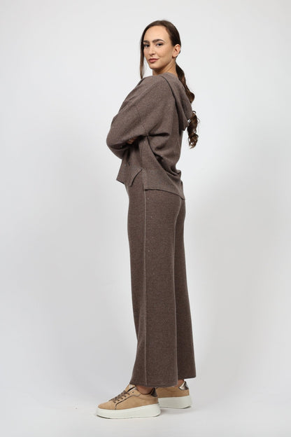 Дамски Комплект с Кашмир от 2 части, Кафяв Serianno Collection S Roberto Fashion Store Set SER1411SETBRWANGS S Кафяв