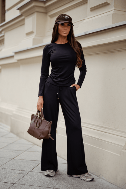 Дамски комплект SHIRA с дълъг ръкав – черен, вълкосина с еластан LaBalancia Roberto Fashion Store Set 5907378515219 M/L