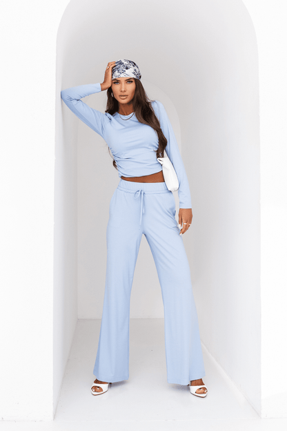 Дамски Комплект SHIRA с дълъг ръкав в небесно синьо - стил и комфорт за всеки ден LaBalancia Roberto Fashion Store Set 5907378519064 XS/S