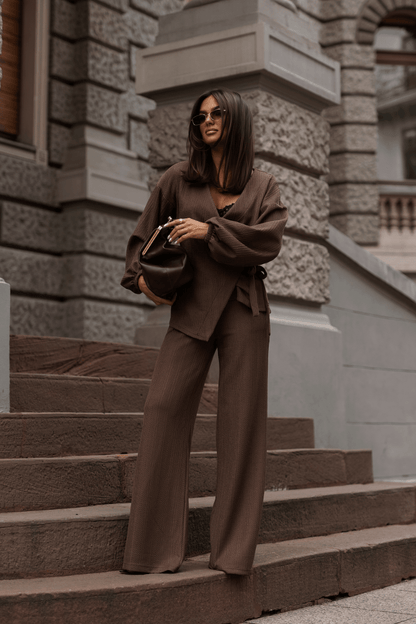 Дамски комплект SIENNA с пуловер, кафяв LaBalancia Roberto Fashion Store Set 5907378527724 XS/S