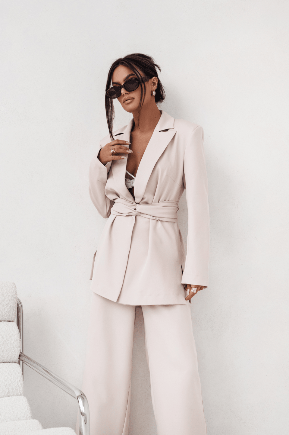 Дамски костюм EMMA от две части – Елегантно сако и панталон в бежов цвят LaBalancia Roberto Fashion Store Shirt 5907378508563 S/M