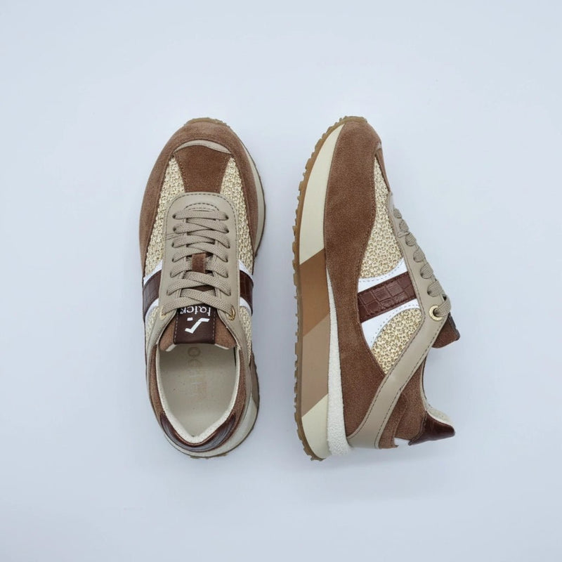 Дамски Кожени Спортни Сникърси с текстил, Кафяв