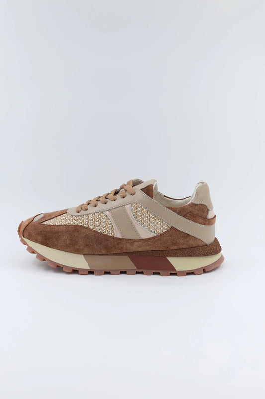 Дамски Кожени Спортни Сникърси с текстил, Кафяв Roberto&Co Roberto Fashion Store Sneakers NUS0402SNEBROTEX37 37