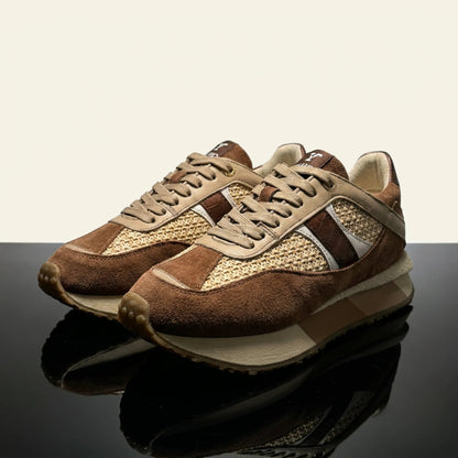 Дамски Кожени Спортни Сникърси с текстил, Кафяв Roberto&Co Roberto Fashion Store Sneakers NUS0402SNEBROTEX37 37