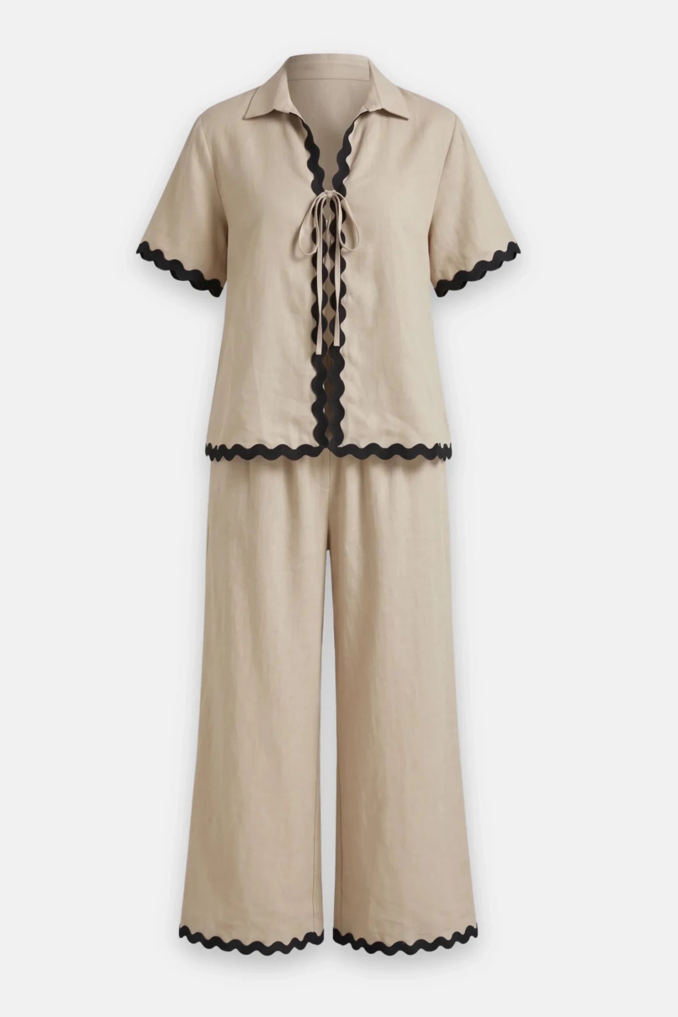Дамски ленен комплект 2 в 1 Roberto&Co - бежово Roberto&Co Roberto Fashion Store Set LVN0807SETBEISTR-38 38