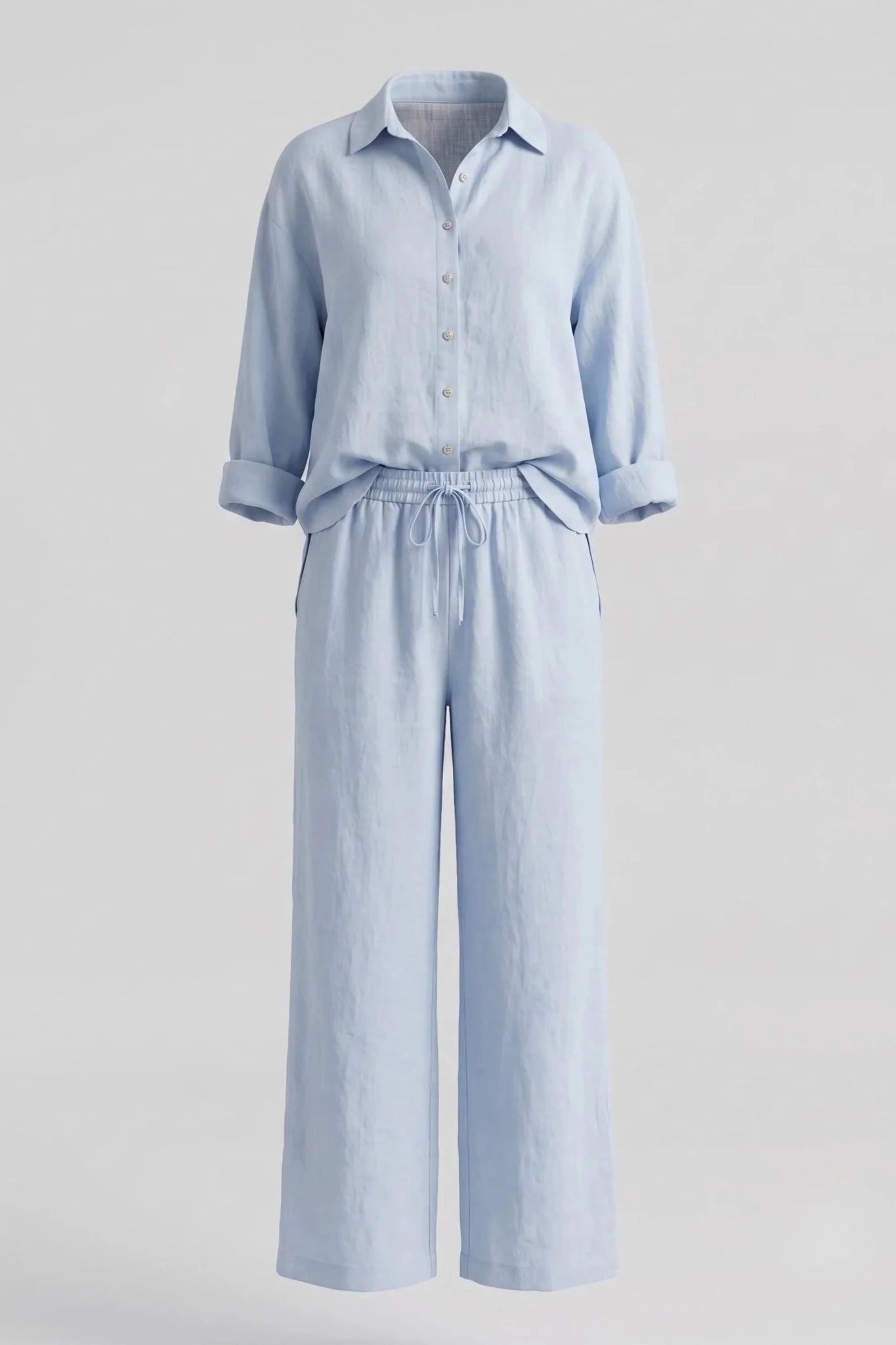 Дамски ленен комплект 2 в 1 Roberto&Co - синьо Roberto&Co Roberto Fashion Store Set KPS0807SETBLULIN-38 38