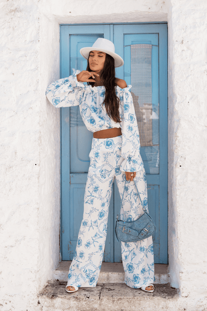 Дамски ленен комплект - MIA, Пижама/Нощница, Floria Blue LaBalancia Roberto Fashion Store Set 5907378522071 M/L