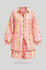 Women's set MOLLY - linen dress and scarf, yellow seaside