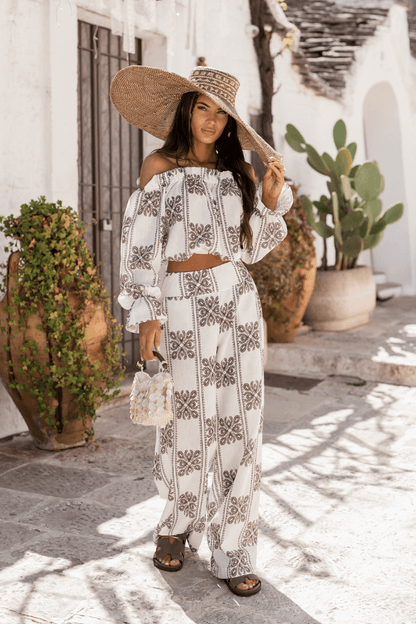 Дамски ленен комплект - Ricamo, кафяво (MIA) LaBalancia Roberto Fashion Store Set 5907378522118 M/L