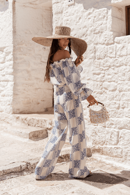 Дамски ленен комплект - Ricamo, Спално бельо, Син (Ricamo blue) LaBalancia Roberto Fashion Store Set 5907378522149 XS/S