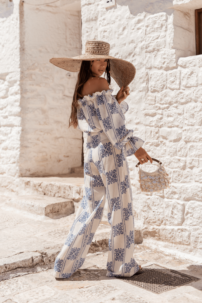 Дамски ленен комплект - Ricamo, Спално бельо, Син (Ricamo blue) LaBalancia Roberto Fashion Store Set 5907378522156 M/L