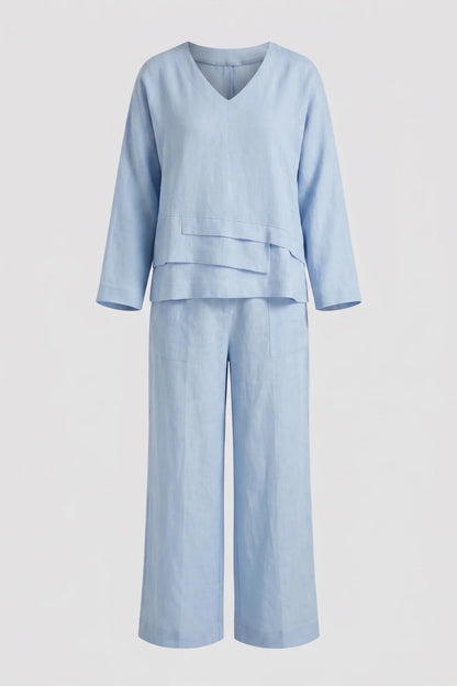 Дамски лиоцелов комплект 2 в 1 Roberto&Co - синьо Roberto&Co Roberto Fashion Store Set DZB0807SETBLULIN-48 48