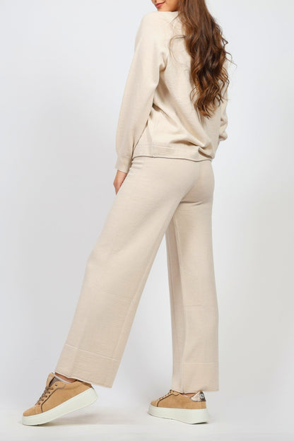 Дамски Плетен Комплект от 2 части, Бял Serianno Collection S Roberto Fashion Store Set SRX1511SETBEIWOLS S Бежов