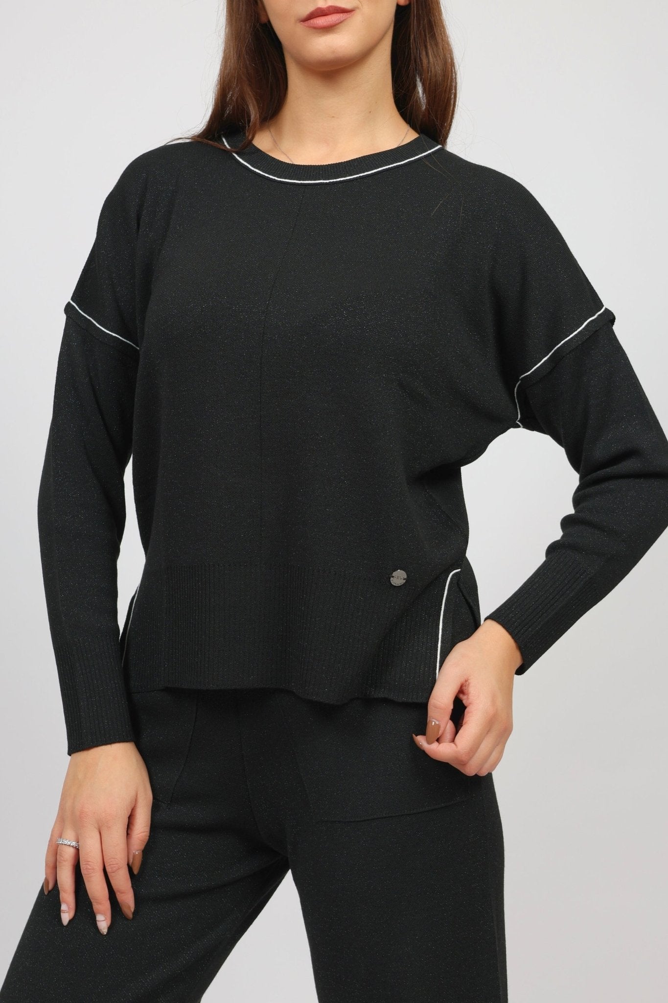 Дамски Плетен Комплект от 2 части, Черен Serianno Collection S Roberto Fashion Store Set SER1711SETBLKBLGS S Черен