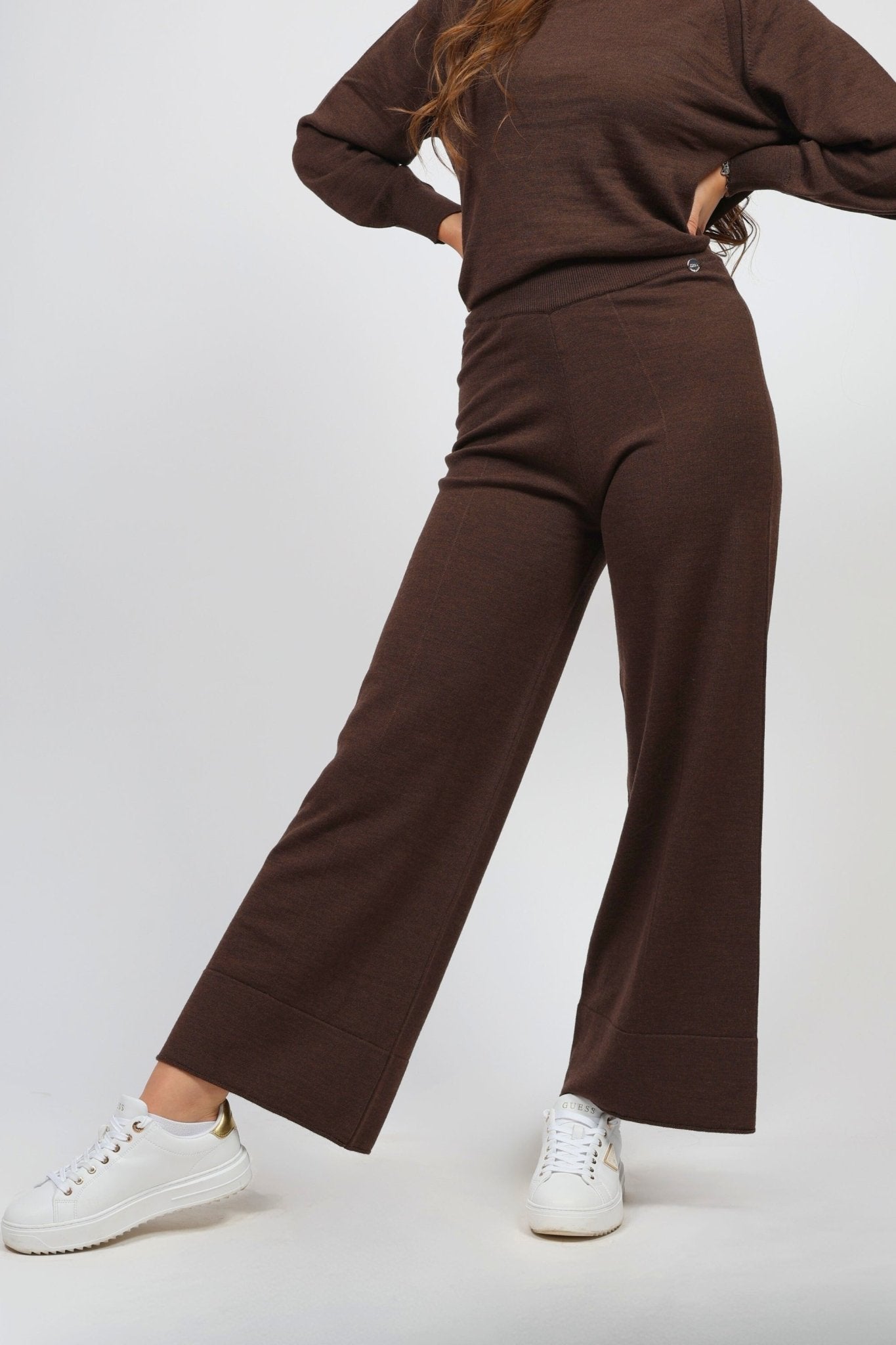 Дамски Плетен Комплект от 2 части, Кафяв Serianno Collection S Roberto Fashion Store Set SRX1511SETBRNWOLS S Кафяв