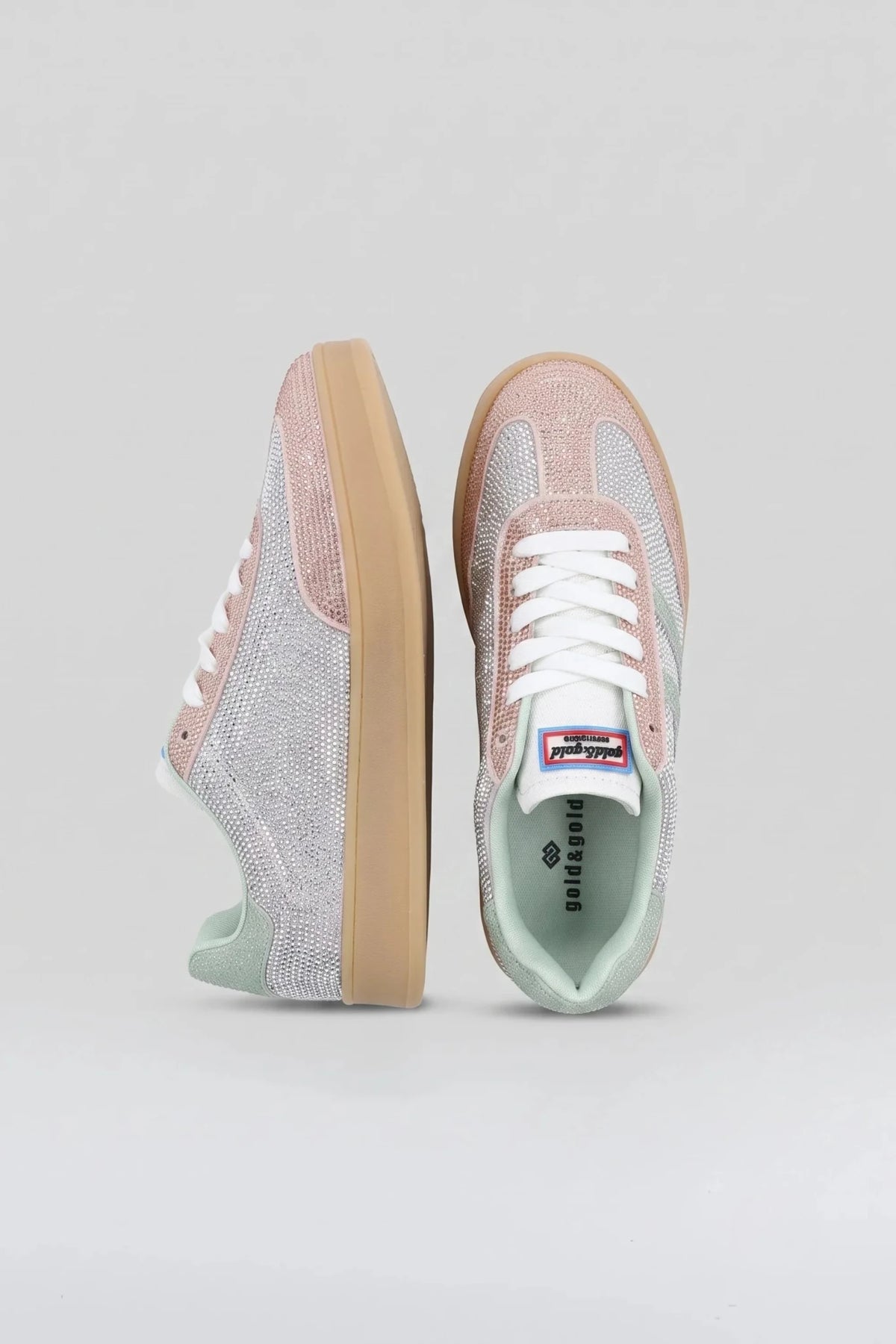 Дамски Сникърси "Champagne" с Кристали и Подметка в Телесен Цвят Gold&Gold Roberto Fashion Store Sneakers GNG2603GB1048CPGN-36 36