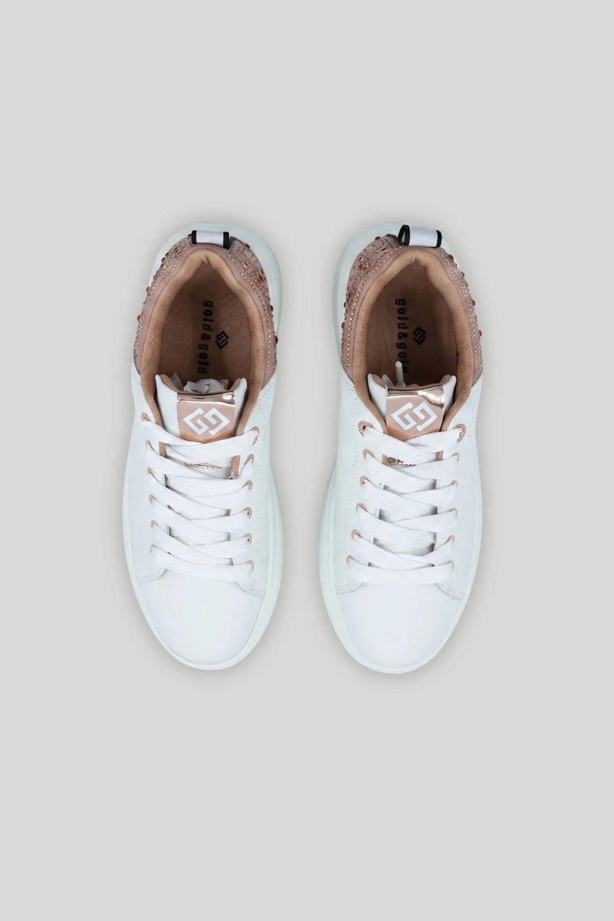 Дамски Сникърси с камъни, Бял Gold&Gold Roberto Fashion Store Sneakers GNG1012SNKWHISTO36 36