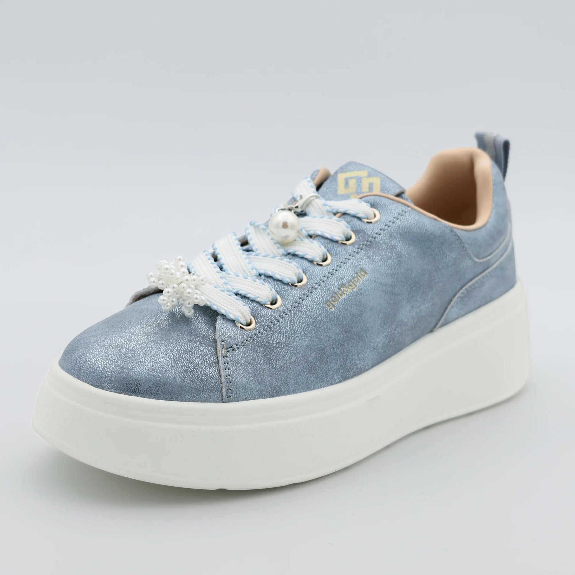 Дамски Спортни Сникърси "Evita Peron" с перли Gold&Gold Roberto Fashion Store Sneakers GNG2603GB1046BLU-36 36