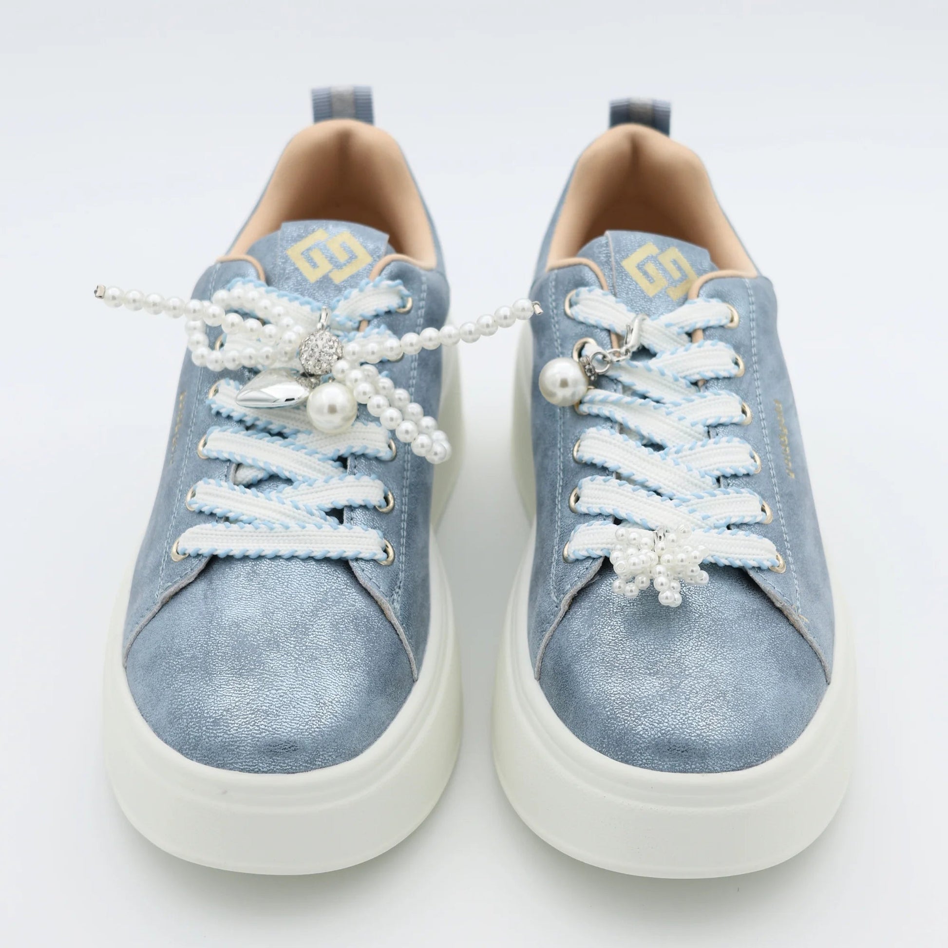 Дамски Спортни Сникърси "Evita Peron" с перли Gold&Gold Roberto Fashion Store Sneakers GNG2603GB1046BLU-36 36