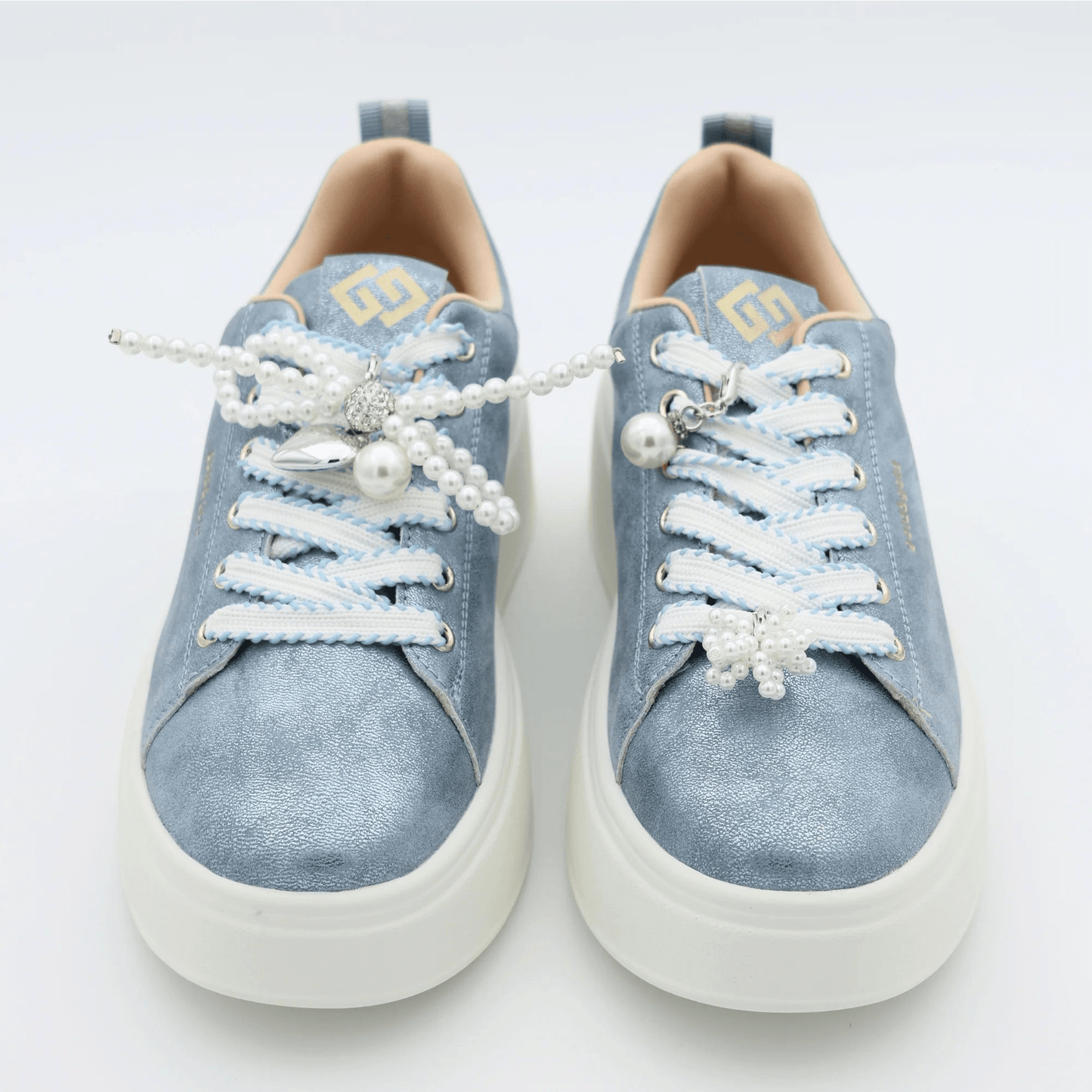 Дамски Спортни Сникърси "Evita Peron" с перли Gold&Gold Roberto Fashion Store Sneakers GNG2603GB1046BLU-36 36