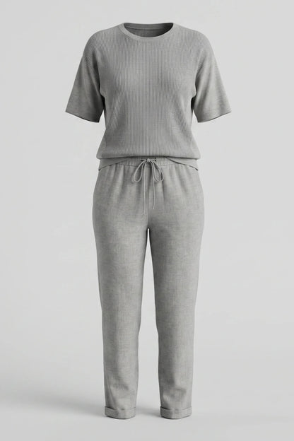 Дамски вискозен плетен комплект 2 в 1 Roberto&Co - сиво Roberto&Co Roberto Fashion Store Set MLI0907SETGRYKNI-42 42