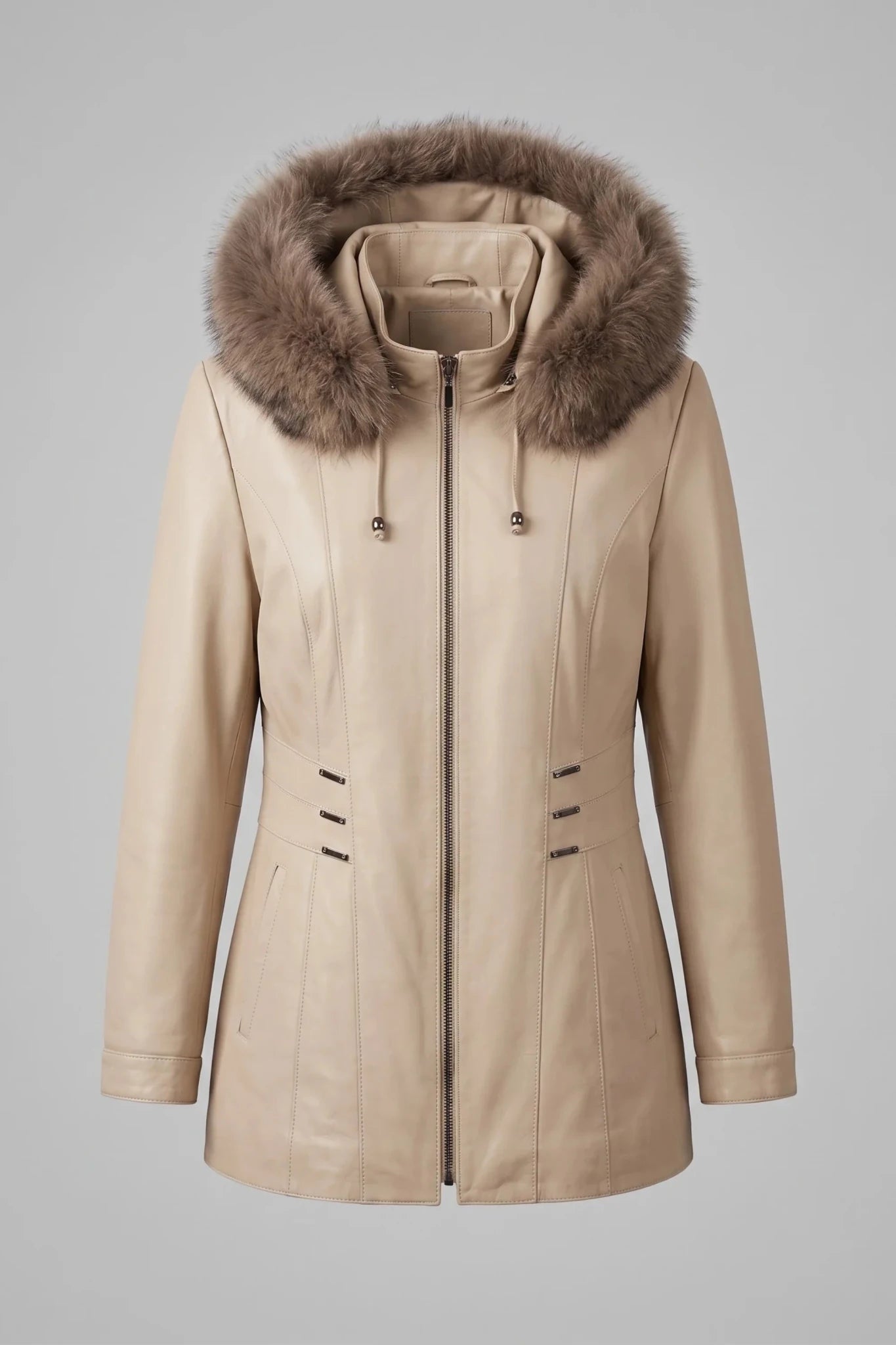 Дамско кожено палто Cami в бежово Roberto&Co Roberto Fashion Store Jacket RBC2226LEACOABEI-M XS
