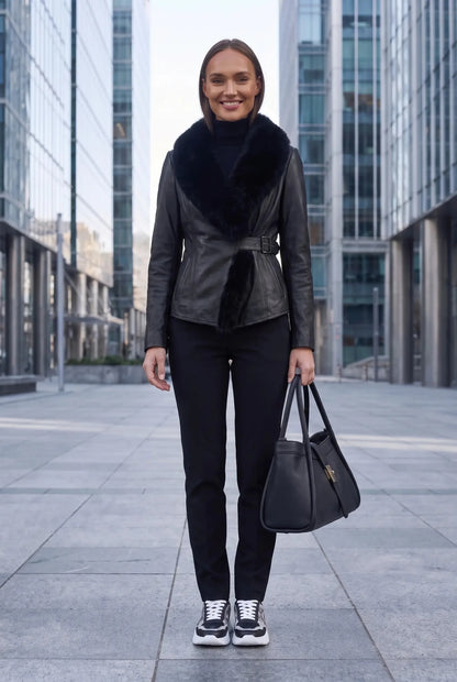 Дамско кожено яке Capodanno - Черно Roberto&Co Roberto Fashion Store Jacket LEA3112JCKBLKBLT-M XS