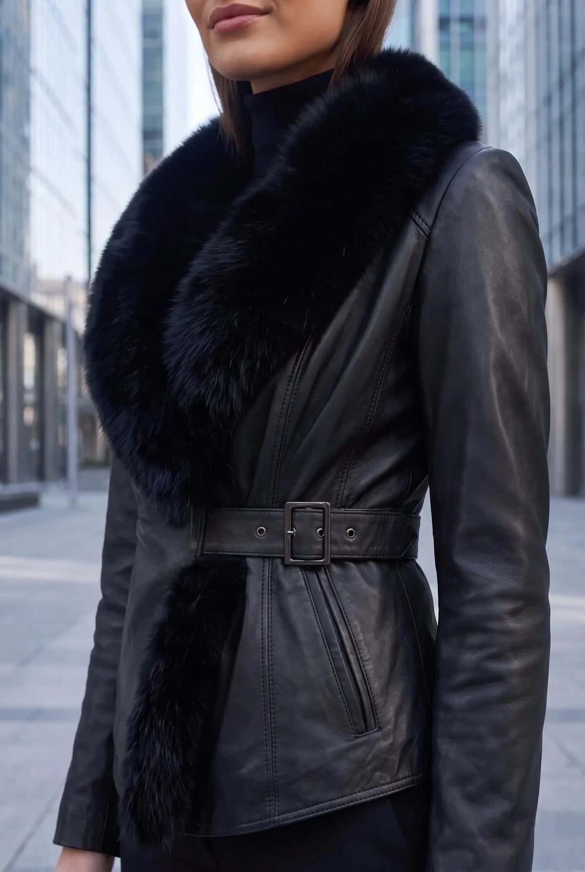 Дамско кожено яке Capodanno - Черно Roberto&Co Roberto Fashion Store Jacket LEA3112JCKBLKBLT-M XS