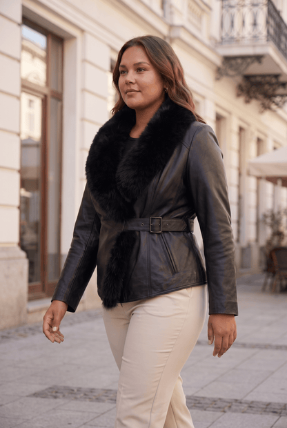 Дамско кожено яке Capodanno, черно, плюс сайз Roberto&Co Roberto Fashion Store Jacket LEA3112JCKBLKBL+4XL 2XL