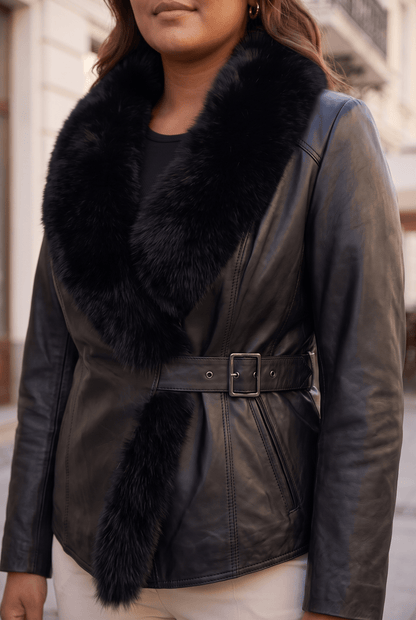 Дамско кожено яке Capodanno, черно, плюс сайз Roberto&Co Roberto Fashion Store Jacket LEA3112JCKBLKBL+4XL 2XL