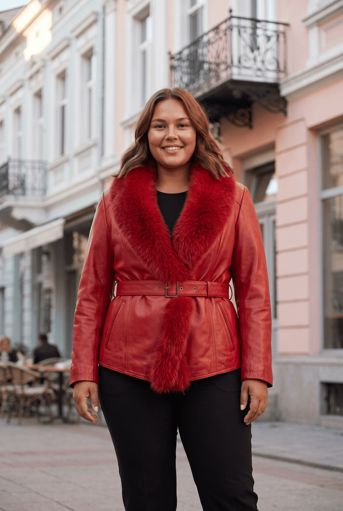 Дамско кожено яке Capodanno, червено, плюс сайз Roberto&Co Roberto Fashion Store Jacket LEA3112JCKREDBL+4XL 2XL