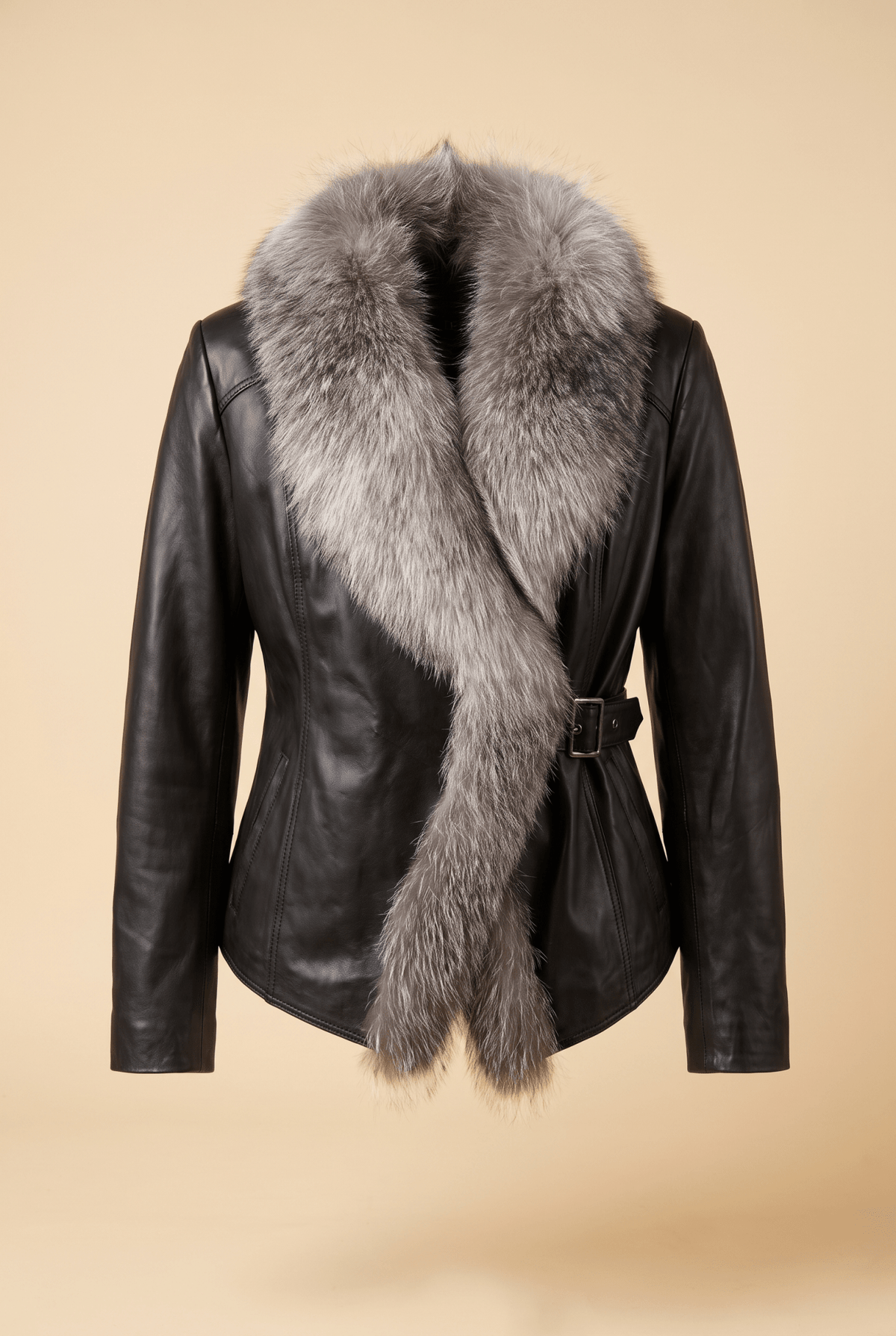 Дамско кожено яке Capodanno с яка от естествен косъм, черно - размери XS-XL Roberto&Co Roberto Fashion Store Jacket LEA3112JCKBLKFUR-M XS
