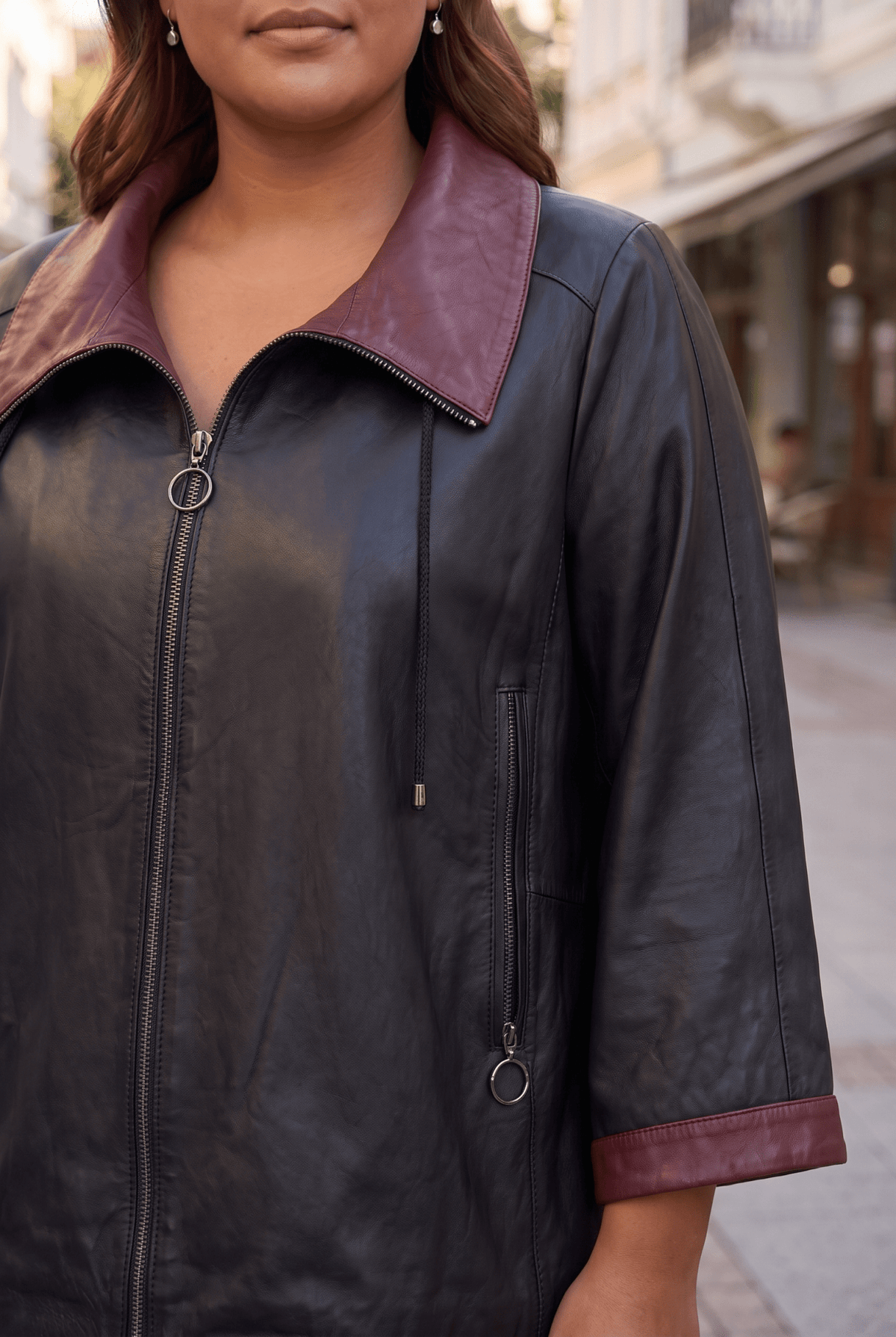 Дамско кожено яке Duomo, черно, плюс сайз Roberto&Co Roberto Fashion Store Jacket LEA0609JCKBLOVS+4XL 2XL