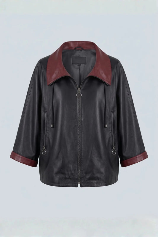 Дамско кожено яке Duomo, черно, плюс сайз Roberto&Co Roberto Fashion Store Jacket LEA0609JCKBLOVS+4XL 2XL