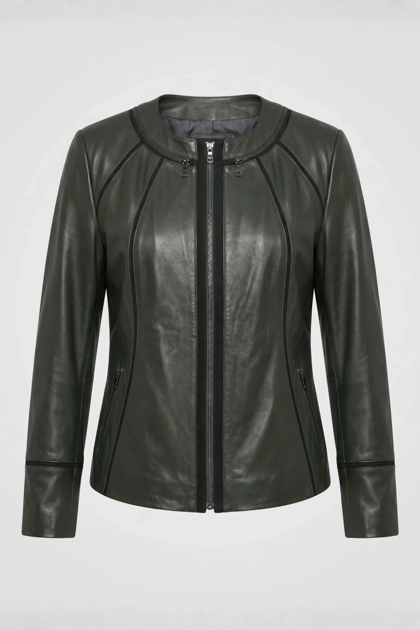 Дамско кожено яке Palermo, зелено, без яка Roberto&Co Roberto Fashion Store Jacket LEA2103JCKGRNVLR-M XS