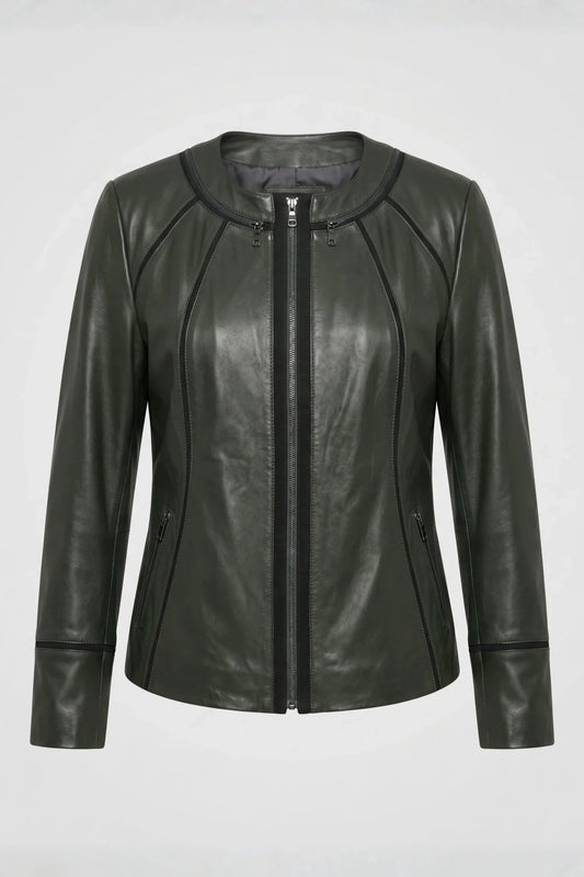 Дамско кожено яке Palermo, зелено, без яка Roberto&Co Roberto Fashion Store Jacket LEA2103JCKGRNVLR-M XS
