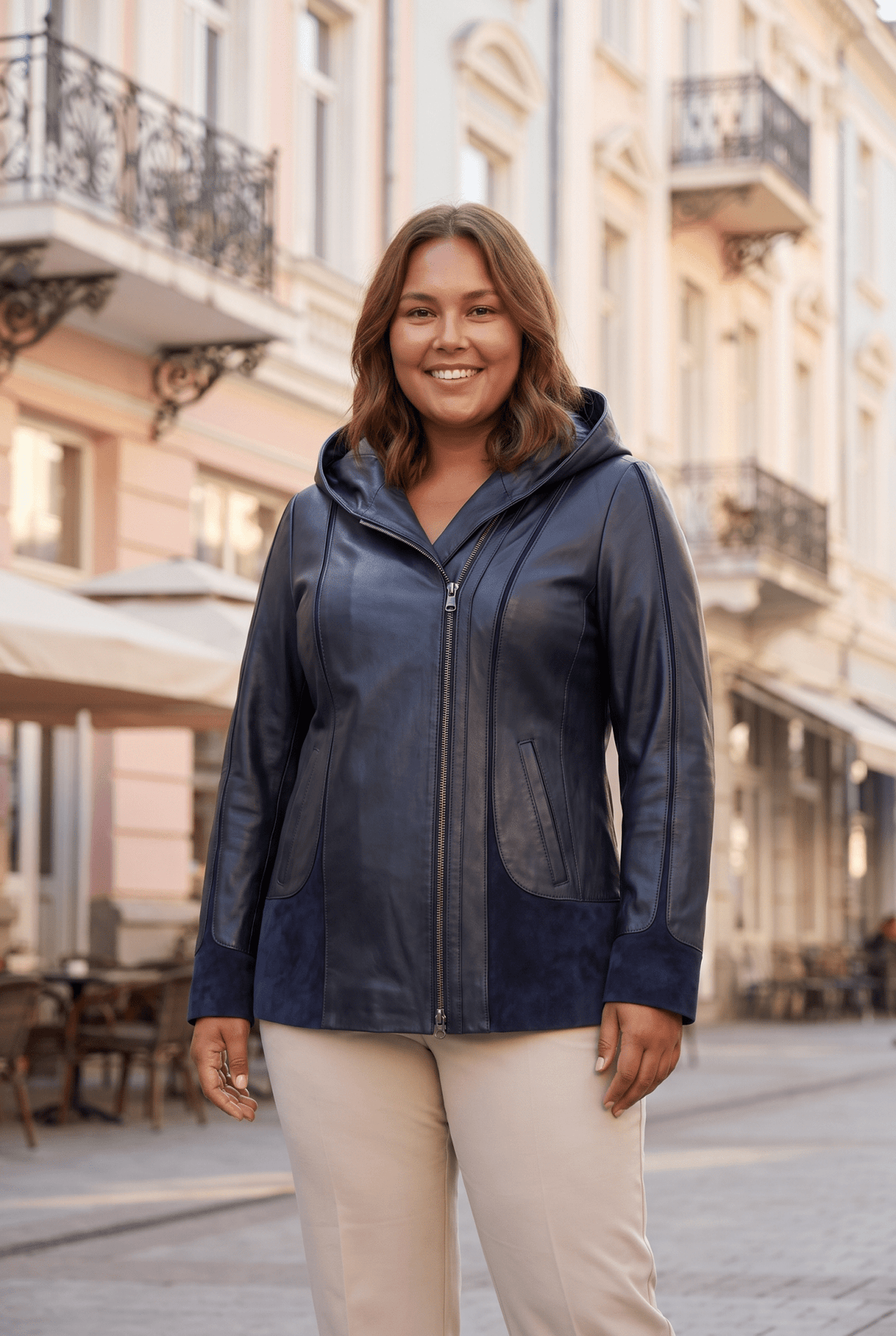 Дамско кожено яке Siena, тъмносиньо, плюс сайз Roberto&Co Roberto Fashion Store Jacket LEA2505JCKNAVVL+2XL 2XL