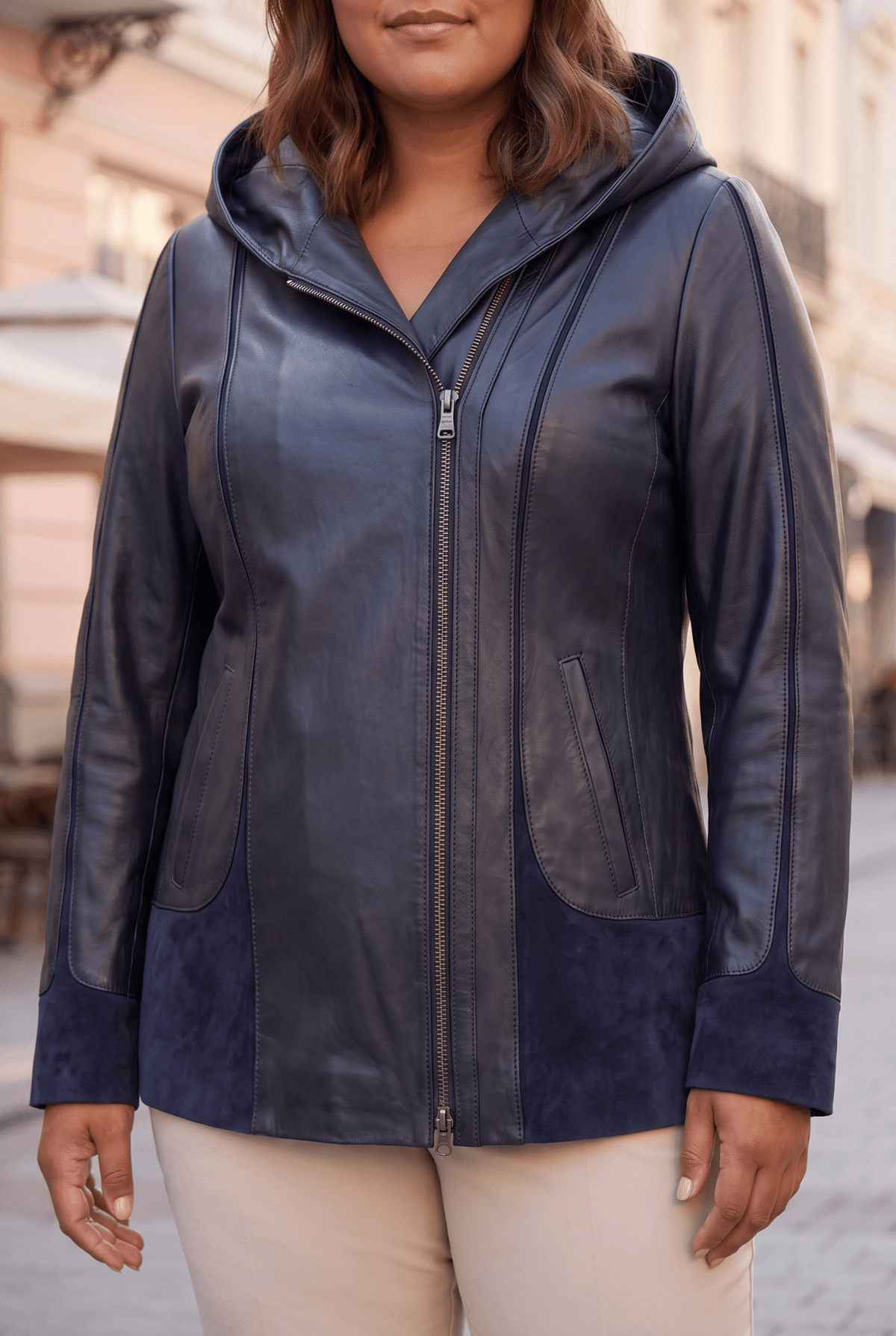 Дамско кожено яке Siena, тъмносиньо, плюс сайз Roberto&Co Roberto Fashion Store Jacket LEA2505JCKNAVVL+2XL 2XL
