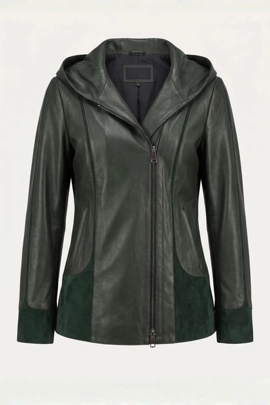 Дамско кожено яке Siena в зелен цвят Roberto&Co Roberto Fashion Store Jacket LEA2505JCKGRNVL+2XL 2XL