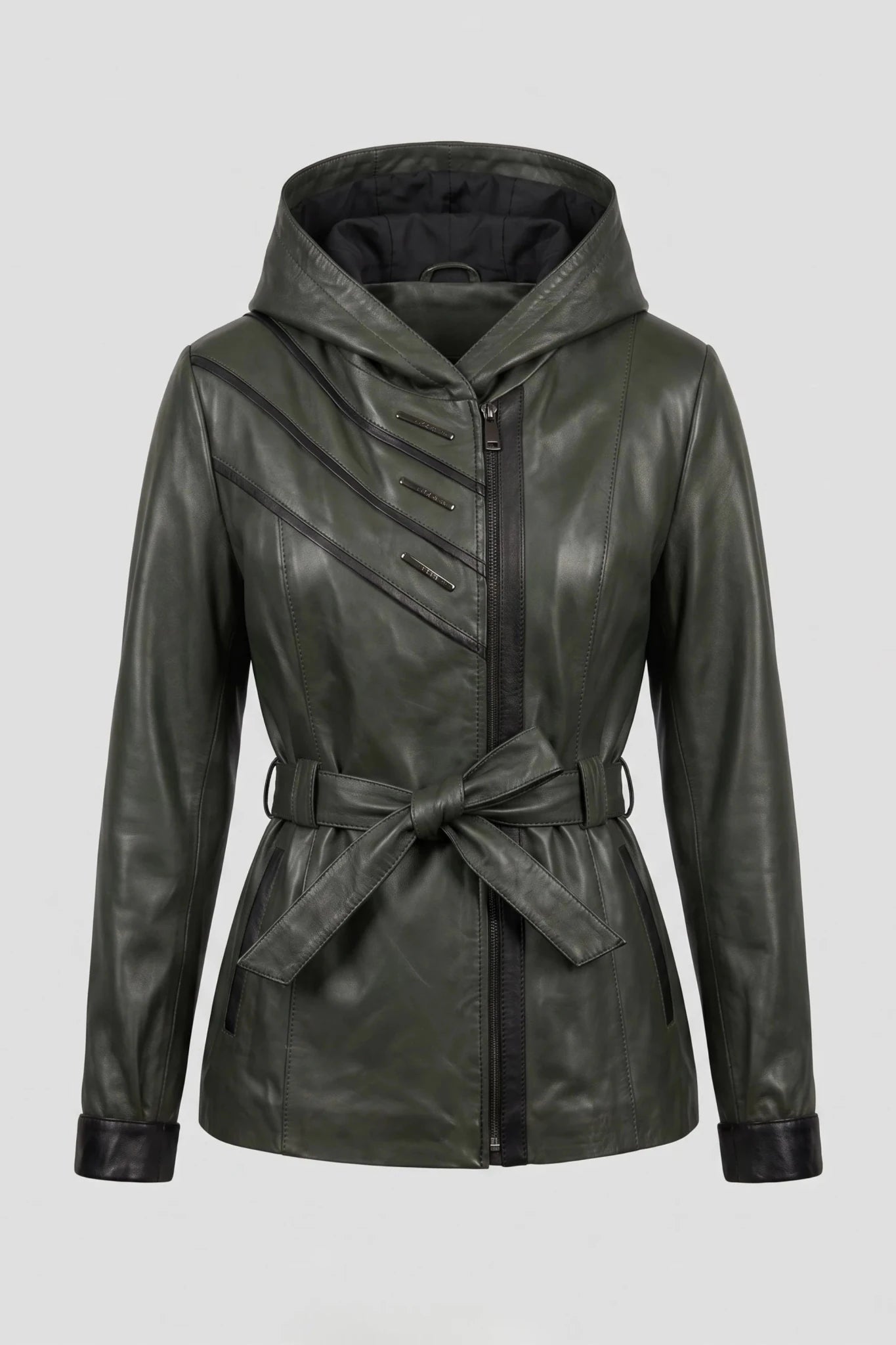 Дамско Кожено Яке, Зелен Roberto&Co Roberto Fashion Store Jacket LEA2511JCKGRNBLTM XS
