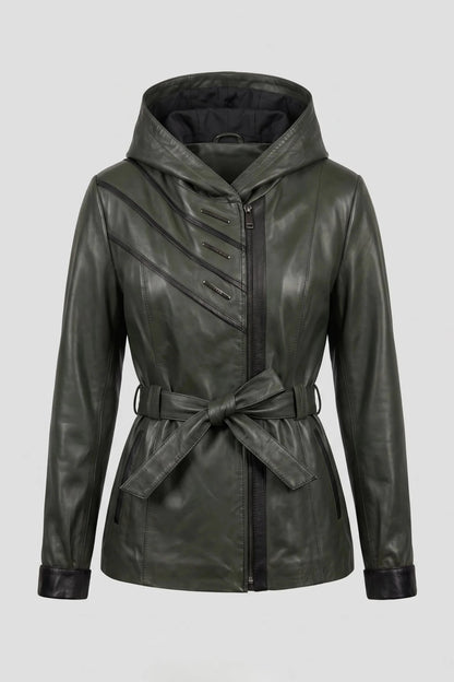 Дамско Кожено Яке, Зелен Roberto&Co Roberto Fashion Store Jacket LEA2511JCKGRNBLTM XS