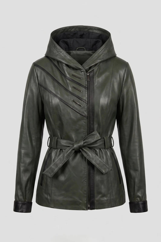 Дамско Кожено Яке, Зелен Roberto&Co Roberto Fashion Store Jacket LEA2511JCKGRNBLTM XS