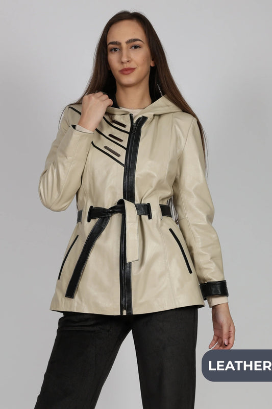 Дамско Кожено Яке, Бежов Roberto Fashion Roberto Fashion Store Jacket LEA2511JCKBEIBLTM XS