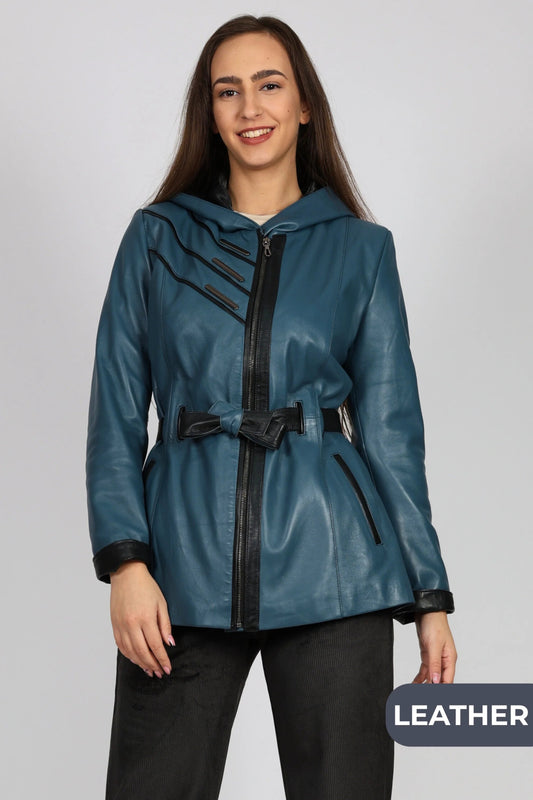 Дамско Кожено Яке, Син Roberto Fashion Roberto Fashion Store Jacket LEA2511JCKPETBLTM XS