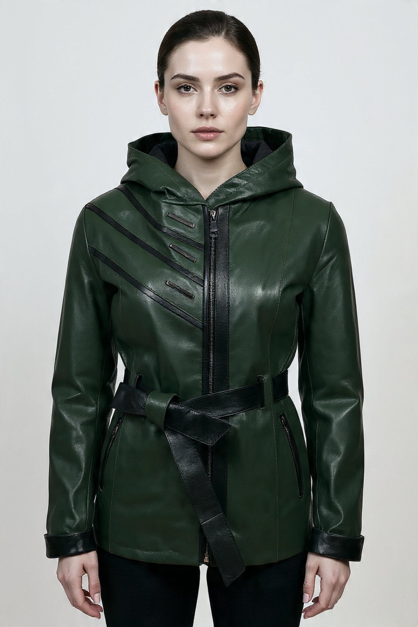 Дамско Кожено Яке, Зелен Roberto Fashion Roberto Fashion Store Jacket LEA2511JCKGRNBLTM XS