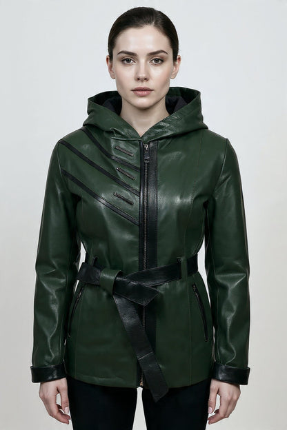 Дамско Кожено Яке, Зелен Roberto Fashion Roberto Fashion Store Jacket LEA2511JCKGRNBLTM XS