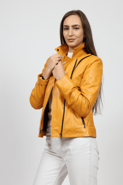Дамско Кожено Яке, Жълт