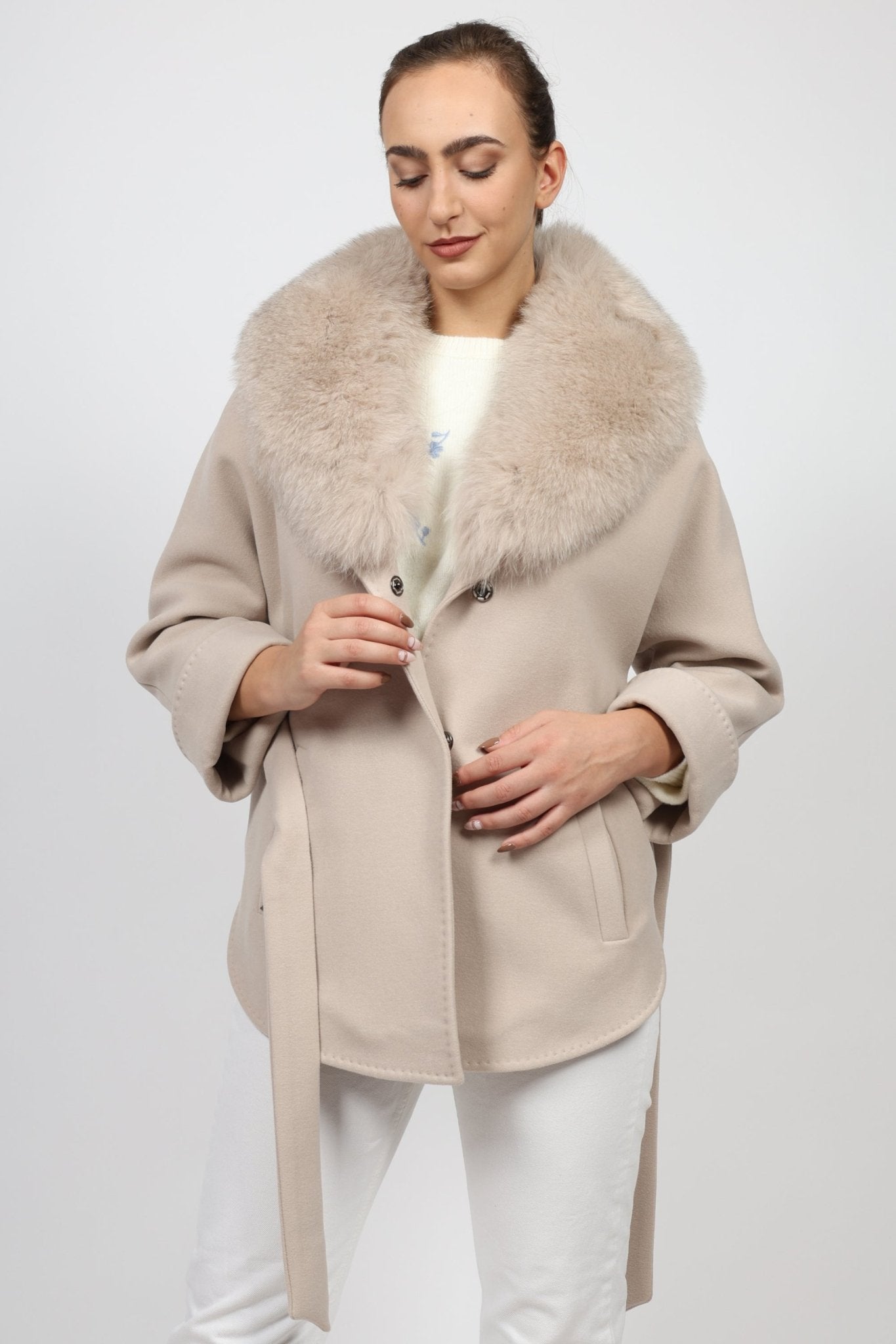 Дамско Палто, Бежов Modalinea Roberto Fashion Store Coat MDL1311COABEIFUR38 38 Бежов