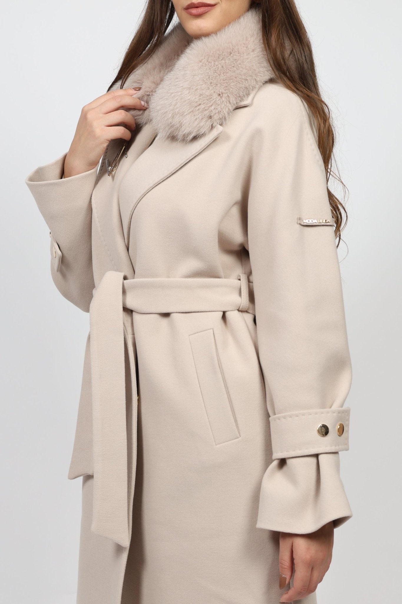 Дамско Палто, Бежов Modalinea Roberto Fashion Store Coat MDL1411COABEIFUR38 38 Бежов