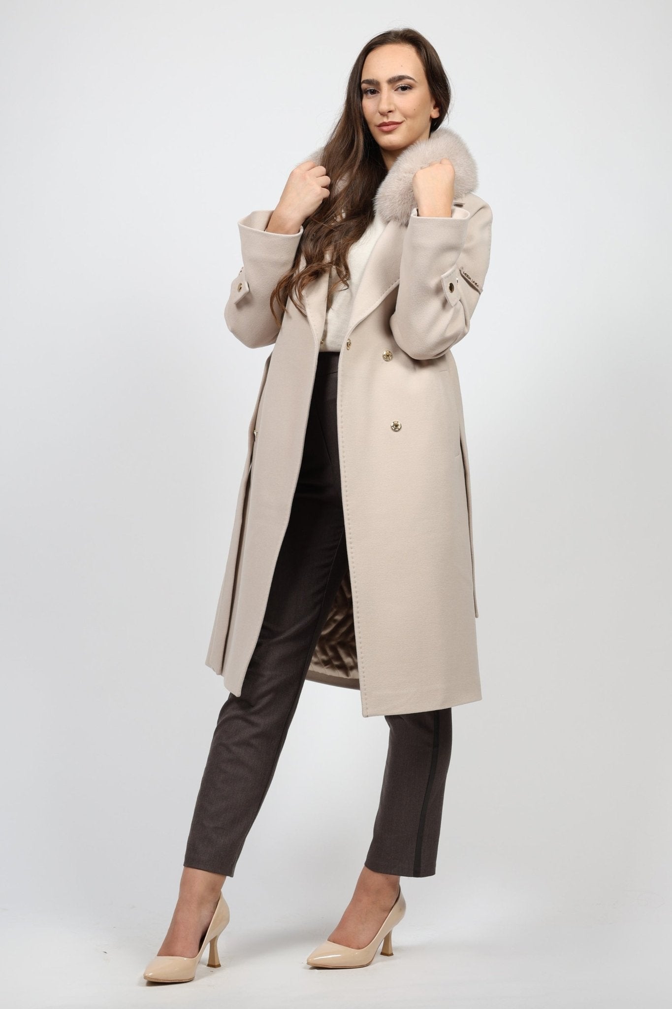 Дамско Палто, Бежов Modalinea Roberto Fashion Store Coat MDL1411COABEIFUR38 38 Бежов